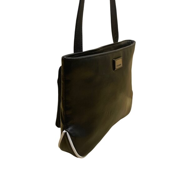 Perlina Women’s Black Leather Adjustable Strap Minimalist Design Crossbody Bag - Picture 3 of 15